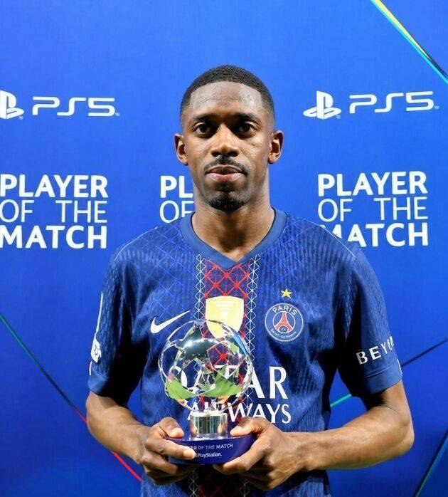 PSG의 공격수 뎀벨레가 29일 프랑스 파리에서 열린 PSG와 바이에른 뮌헨의 2025-26시즌 UEFA 챔피언스리그 4강 1차전 경기 최우수 선수에 선정됐다./UEFA