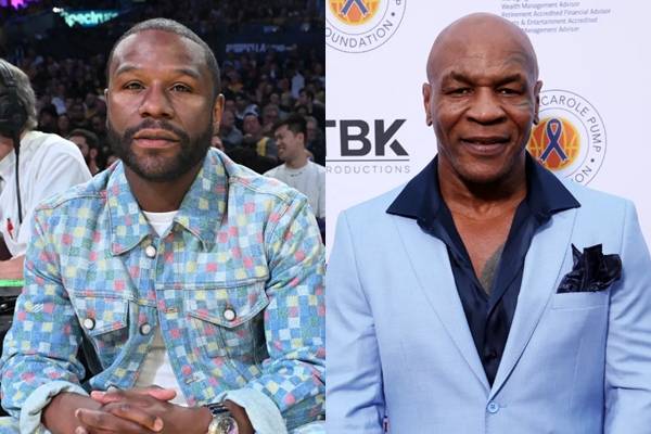 플로이드 메이웨더(왼쪽)와 마이크 타이슨. /사진=더선 갈무리