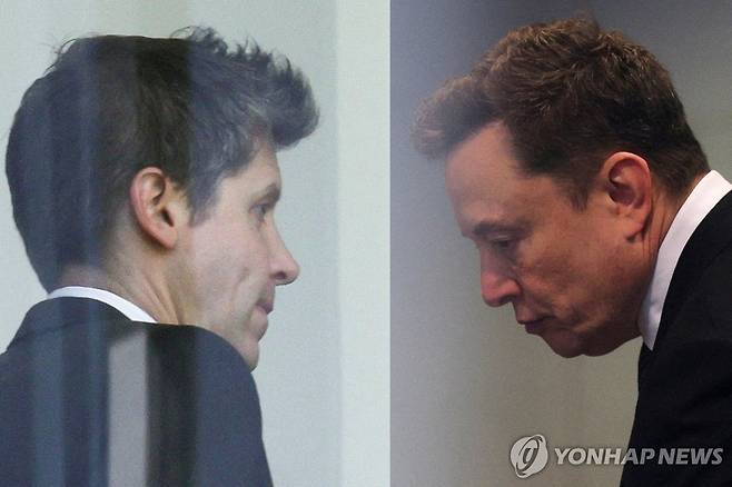 샘 올트먼과 일론 머스크 샘 올트먼 오픈AI 최고경영자(CEO·왼쪽)와 일론 머스크 테슬라 CEO의 병치 사진. [로이터=연합뉴스 자료사진. 재판매 및 DB 금지]