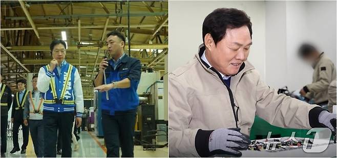 1일 김경수 민주당 경남도지사 후보는 창원산단을 찾았다. 박완수 국민의힘 후보는 자산이 노동자 출신임을 강조하며 사진 한 장을 올렸다. (각 후보 SNS 캡처. 재판매 및 DB금지)