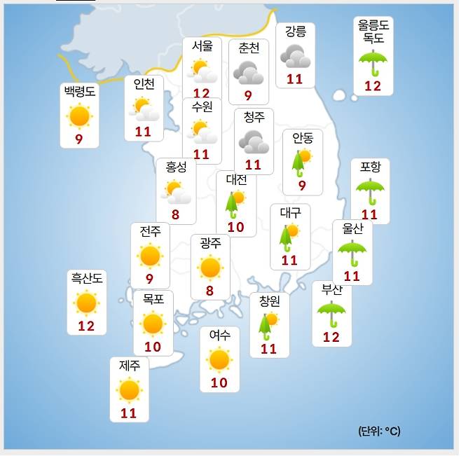 ⓒ기상청: 오늘(1일) 오전 날씨