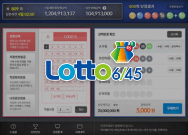 로또 당첨번호 1222회. 동행복권