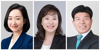 왼쪽부터 전은수 전 더불어민주당 청와대 대변인, 김민경 전 제21대 대통령선거 국민의힘 대통령후보 직속 국민통합위원회 홍보위원, 조덕호 새미래민주당 중앙당 대변인. 중앙선거관리위원회 제공