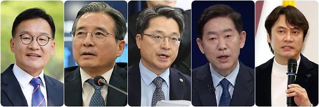 광주 광산을 보선 민주당 전략공천 후보군. 맨 왼쪽부터 강위원, 김용범, 문신학, 백승주, 황현필. (사진=뉴시스DB 또는 TV캡쳐) *재판매 및 DB 금지