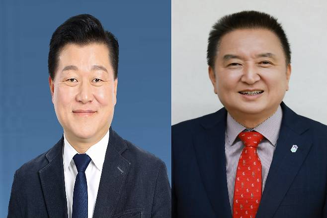 민주당 신용한·국민의힘 김영환 충청북도지사 후보. 충북도선관위 제공