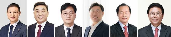 왼쪽부터 김상욱, 김두겸, 황명필, 김종훈, 이철수, 박맹우 울산시장 후보 [중앙선거관리위원회 제공]