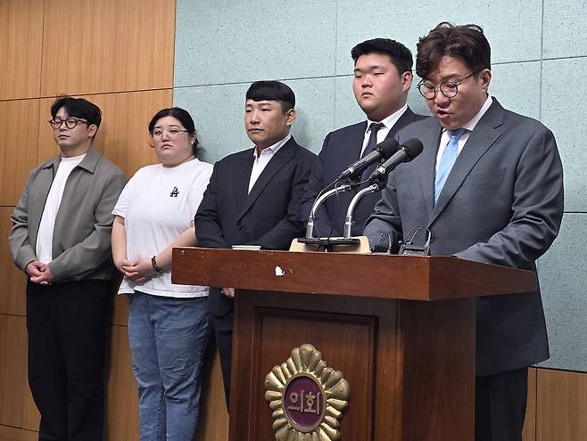 민주당을 사랑하는 사람들 기자회견 [촬영: 임채두 기자]