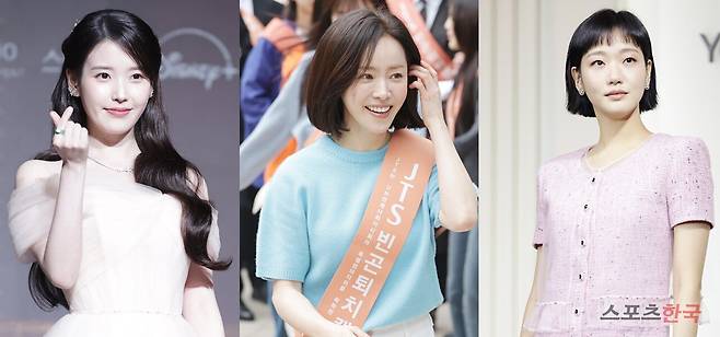 가수 겸 배우 아이유와 배우 한지민, 김고은 ⓒ이혜영 기자 lhy@hankooki.com