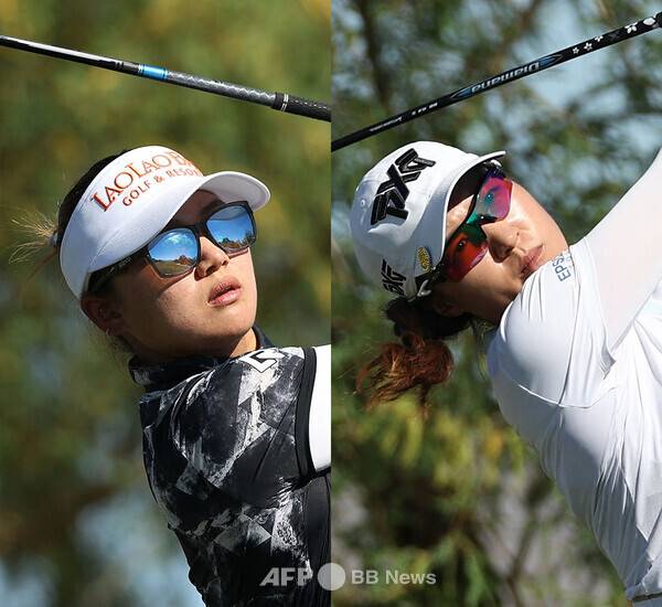 넬리 코다(미국), 황유민, 임진희 등과 함께 2026년 미국여자프로골프(LPGA) 투어 멕시코 리비에라 마야 오픈에 출전한 주수빈, 강민지 프로. 사진제공=ⓒAFPBBNews = News1 (사진을 무단으로 사용하지 마십시오.)