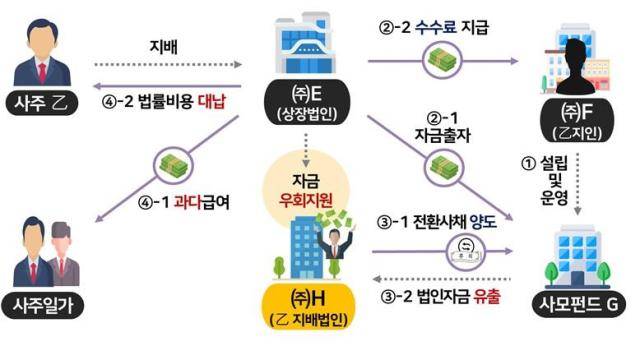 투자를 가장해 사주지배 부실법인에 자금을 지원하고 사적비용 대납, 사주일가 과다급여 등 터널링을 통해 이익을 제공한 사례 개요[자료=국세청]