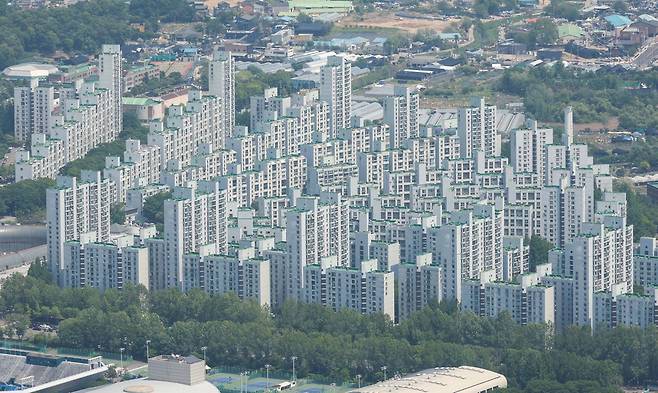 최고 45층 9218가구 재건축을 추진 중인 송파 올림픽선수기자촌아파트 전경.  한주형 기자