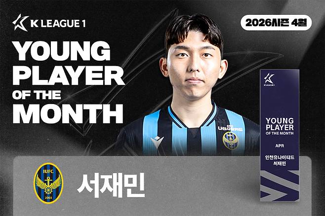 4월 이달의 영플레이어로 선정된 서재민. /사진=한국프로축구연맹 제공