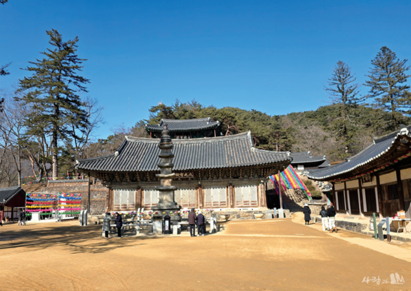 보물이 일곱 개나 있는 마곡사 절마당의 5층석탑_2025년년 1월 9일 보물에서 국보로 승격이 됐다. 보물 802호의 대광보전 용마루 위에 보물 801호 대웅보전이 얹혀있는 것처럼 보인다.