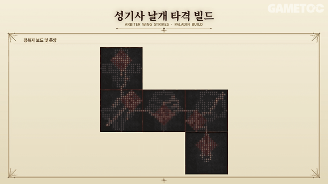 성기사 날개 타격 빌드 정복자 보드 및 문양 [사진=김영찬 기자]