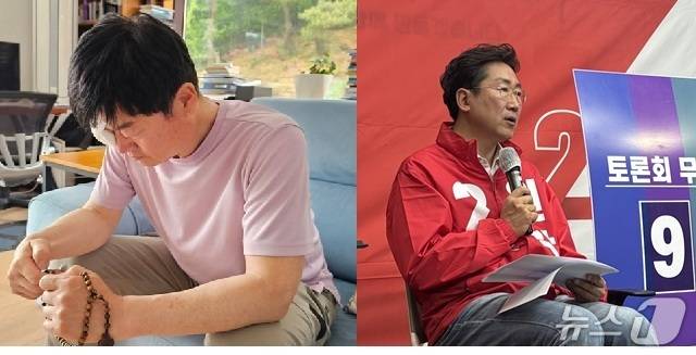 민선 9기 강원 원주시장 선거에 도전하는 더불어민주당 구자열 후보(왼쪽)와 국민의힘 원강수 후보의 최근 활동 자료 사진. 사진은 정당 순. (구자열 후보 페이스북 및 원강수 후보 캠프 제공. 재판매 및 DB금지) 2026.5.7/뉴스1