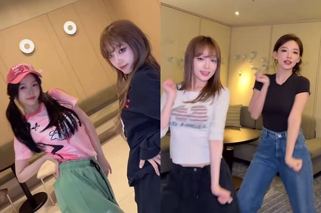 중국 배우 우서흔, 우주소녀 출신 성소와 챌린지를 촬영한 최예나 /사진=최예나 인스타그램