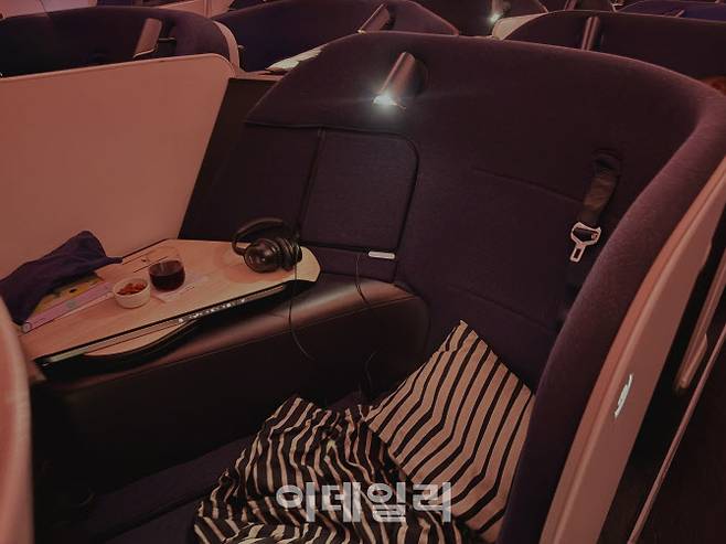 핀에어 비즈니스 클래스 ‘에어라운지’ 좌석 (사진=이민하 기자)