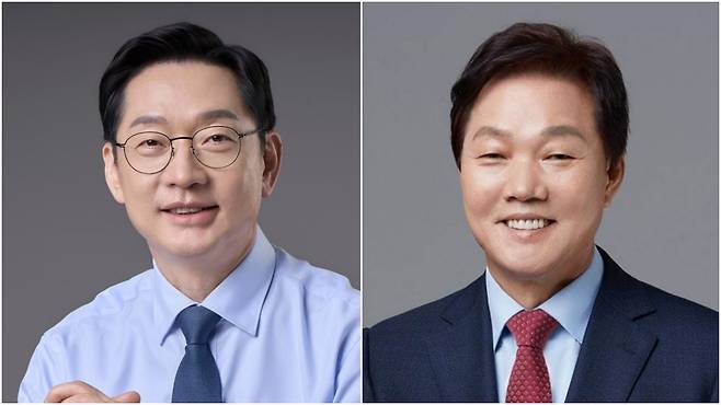 6.3 지방선거에 나오는 민주당 김경수 전지사와 국민의힘 박완수 도지사 /조선일보DB