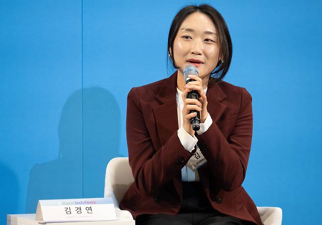 김경연 에코앤파트너스 글로벌전략본부 본부장이 7일 오후 서울 서대문구 연세대학교 백양누리 그랜드볼룸에서 열린 H.eco Tech Festa 2026에서 ‘넥스트 스테이지: 환경은 어떻게 최고의 경쟁력이 되는가’를 주제로 토론을 하고 있다. 윤창빈 기자