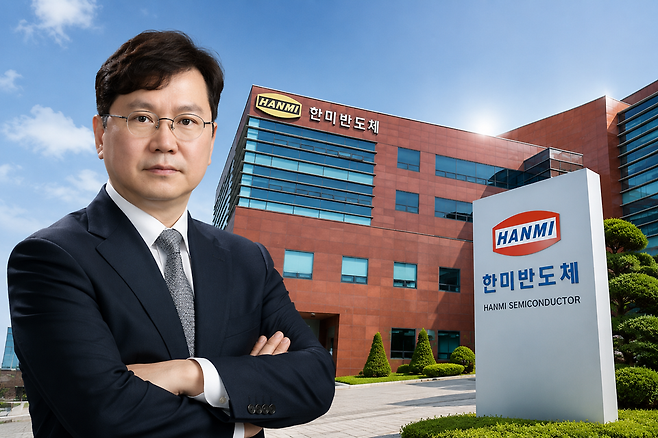 한미반도체 곽동신 부회장과 회사 전경 모습./ChatGPT생성이미지