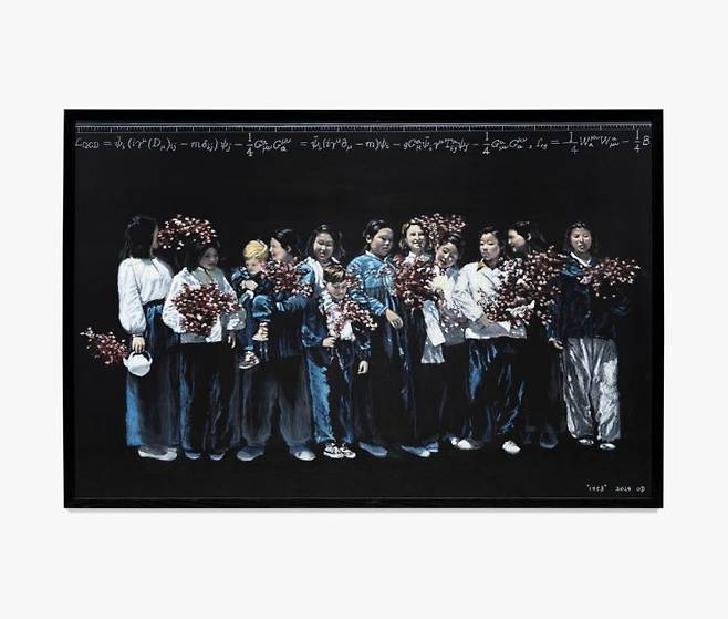 김명희, 전쟁이 지난 후, 2024, 칠판에 오일 파스텔, 115.5 × 176.5 cm. 갤러리현대
