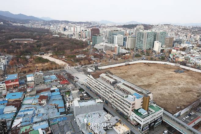 유네스코 세계유산인 종묘와 세운4구역의 모습.    한수빈 기자