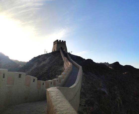 The end of the Great Wall at Jiayuguan [JOEL DOWN]