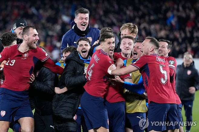 3월 월드컵 플레이오프 때 체코 선수들 [AP=연합뉴스]
