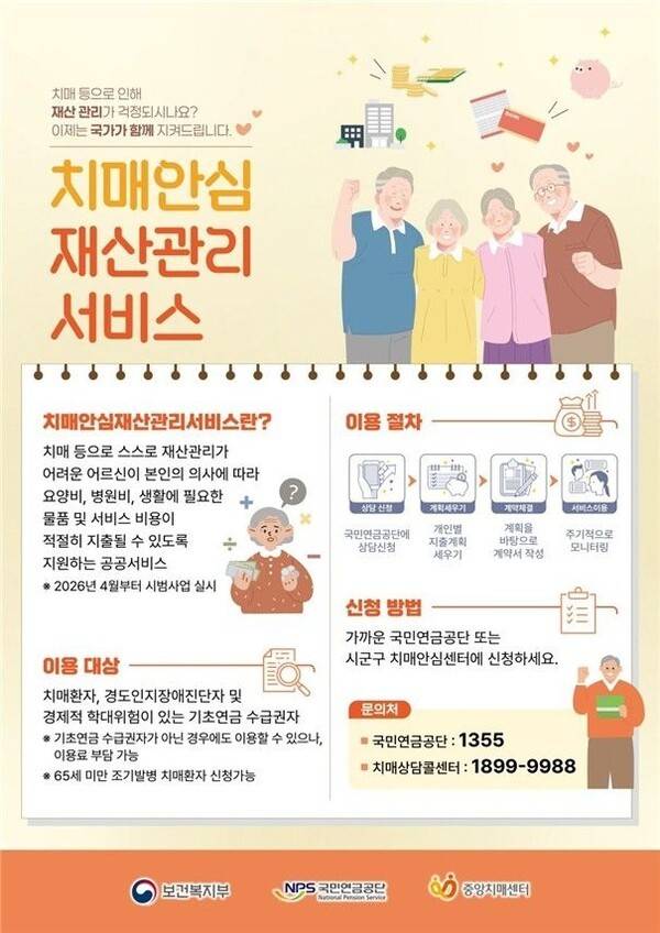 치매안심재산관리서비스 안내 포스터. 보건복지부