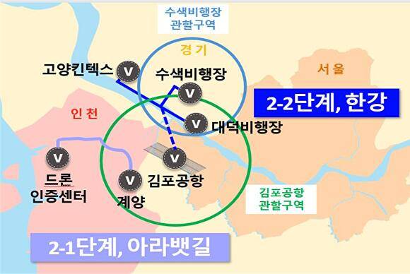 국토교통부가 주관하는 도심항공교통 그랜드챌린지 사업 2단계 실증 노선도. [사진=고양시]