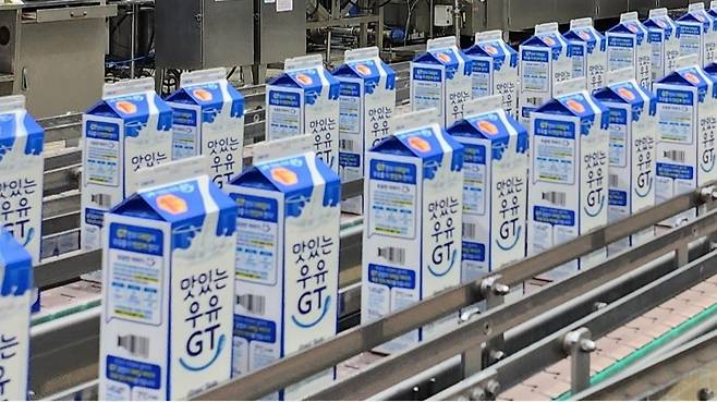 공장에서 우유가 생산되는 모습. 사진=남양유업