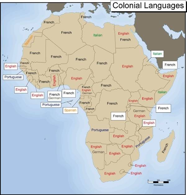 아프리카 식민 언어 지도 [Exploring Africa 캡처. 재판매 및 DB 금지]