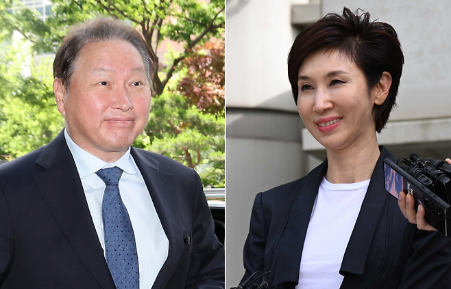 최태원 SK그룹 회장과 노소영 아트센터 나비 관장. 그래픽=뉴스웨이