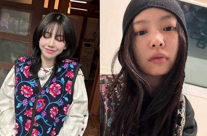 K팝 스타들이 착용해 화제를 모은 레트로 패션 아이템 ‘김장조끼’. 사진=SNS 갈무리