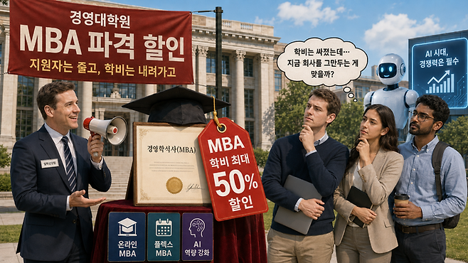 미국 MBA 학위 할인 경쟁을 AI가 이미지로 표현했다. [챗GPT]