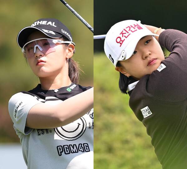 2026년 한국여자프로골프(KLPGA) 투어 제18회 두산 매치플레이에 출전한 박현경, 신다인 프로. 사진제공=KLPGA (사진을 무단으로 사용하지 마십시오.)