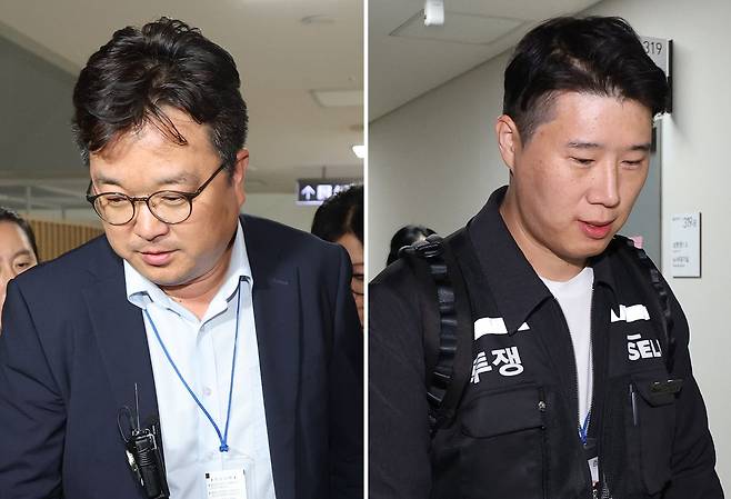 삼성전자 노사, 사후조정 결렬   (세종=연합뉴스) 김주성 기자 = 삼성전자 대표교섭위원인 김형로 부사장(왼쪽 사진)과 최승호 초기업노조 삼성전자지부 위원장(오른쪽 사진)이 13일 새벽 세종시 정부세종청사 중앙노동위원회에서 2026년 임금협약 체결을 위한 2차 사후조정이 결렬된 후 협상장을 각각 떠나고 있다. 2026.5.13   utzza@yna.co.kr (끝)  〈저작권자(c) 연합뉴스, 무단 전재-재배포, AI 학습 및 활용 금지〉