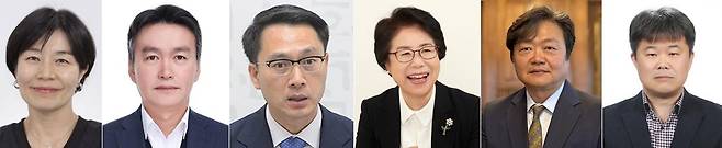 현수엽(왼쪽 사진부터) 보건복지부 1차관, 이종욱 관세청장, 문성요 새만금개발청장, 홍미영 지속가능발전국가위원장, 백종우 국민생명안전위원회 부위원장, 김기영 국가도서관위원장. 청와대 제공