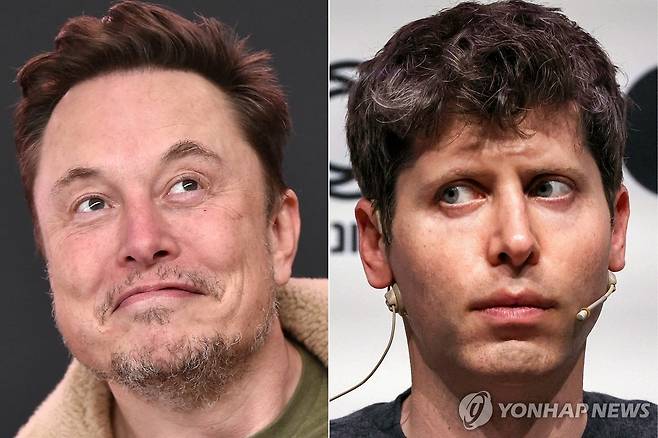 일론 머스크 테슬라 최고경영자(CEO·왼쪽)와 샘 올트먼 오픈AI CEO [AFP=연합뉴스 자료사진. 재판매 및 DB 금지]
