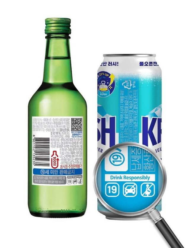 롯데칠성음료가 지난해 일부 제품에 선제적으로 표시한 음주운전 위험성 표기.