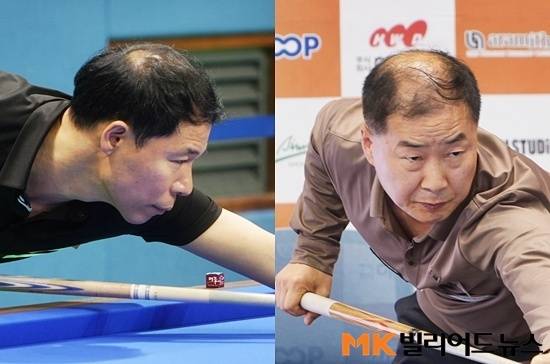 허정한(왼쪽)과 최호타가 16일 전남 진도군에서 열린 ‘2026 진도아리랑배 전국3쿠션당구대회’ 남자3쿠션 4강전에서 각각 김건윤과 조명우를 꺾고 결승전에서 맞붙는다.