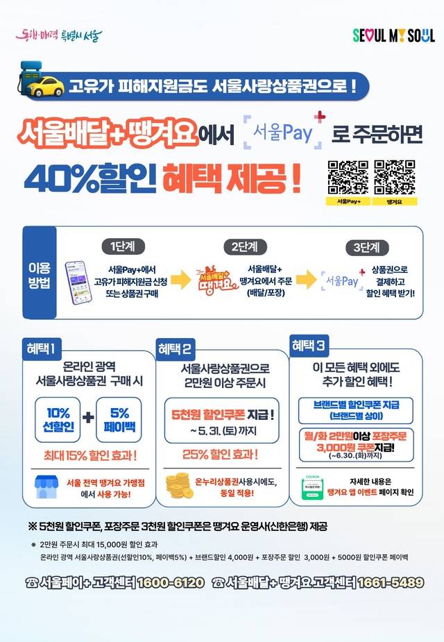 서울배달+ 땡겨요 홍보 포스터. 서울시청 제공