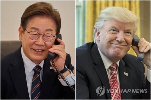 통화하는 이재명 대통령(왼쪽)과 트럼프 미국 대통령. EPA=연합뉴스.