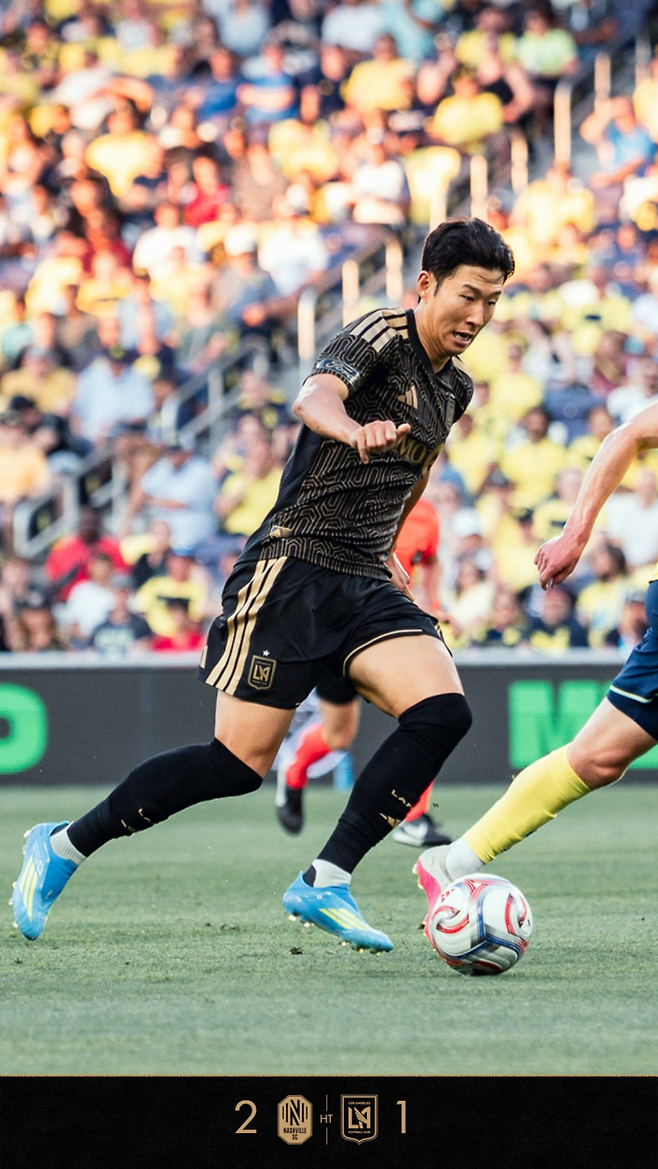 18일 지오다스 파크에서 열린 내슈빌과의 2026 MLS 원정경기에 나선 LAFC 손흥민. 사진=LAFC SNS