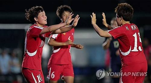 북한, U-17 여자축구 태국전 경기 장면 [연합뉴스 제공]