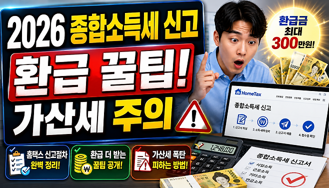 2026 종합소득세 신고 방법 총정리 홈택스 절차부터 환급 꿀팁 가산세 주의사항까지