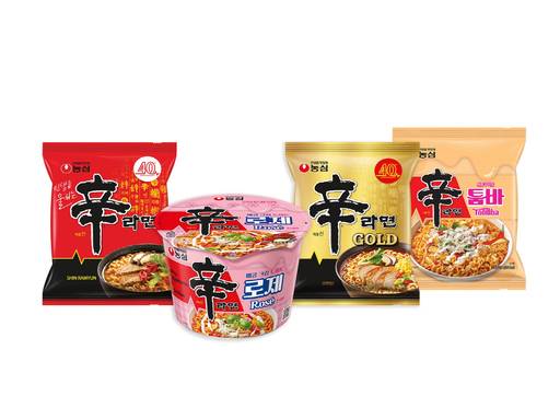 농심 신라면 제품 모음 이미지 (오리지널, 로제, 골드, 툼바)/농심