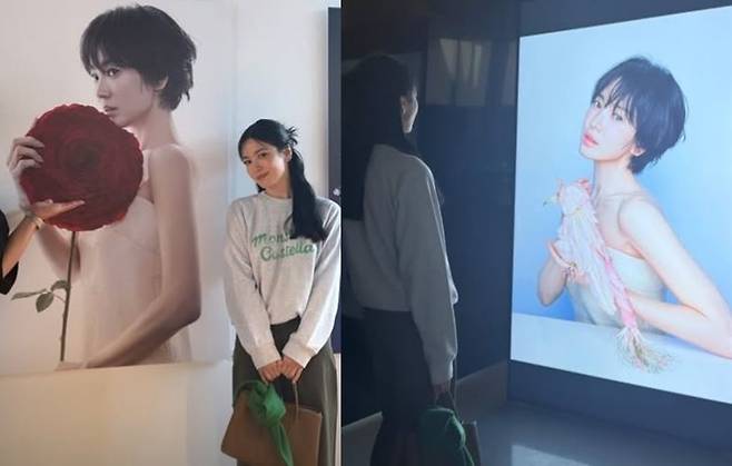 Actress Song Hye-kyo visited an acquaintances exhibition where her photos were displayed, showcasing her unchanging beauty and sharing an update on her life. Song Hye-kyo shared a photo on her social media confirming her visit to the exhibition, congratulating her acquaintance on the event.In the released photo, Song Hye-kyo revealed her natural charm in a comfortable sweatshirt and a half-up hairstyle. The contrast between her striking short haircut in the exhibited photos and her current elegant appearance drew attention to her beauty that remains unchanged despite the passage of time.Song Hye-kyo proved her enduring visuals by striking various poses in front of her exhibited photos. Many expressed admiration for Song Hye-kyo, who displayed perfect beauty that required no retouching.Meanwhile, Song Hye-kyo is scheduled to appear in the Netflix series *Slowly, Intensely*, which is set against the backdrop of the Korean entertainment industry from the 1960s to the 1980s.