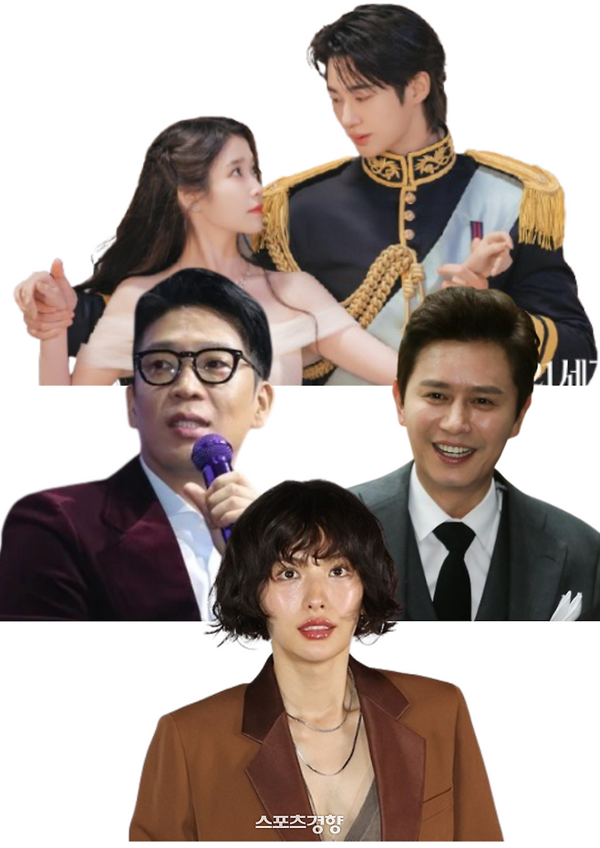 (왼쪽위부터) 아이유·변우석·김민종·나나·MC몽. 사진 제공=MBC, 연합뉴스, 연합뉴스, 연합뉴스.