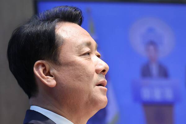 이광재 후보가 지난 4월 30일 국회에서 하남시갑 보궐선거 출마 기자회견을 하고 있다. 2026.4.30 연합뉴스